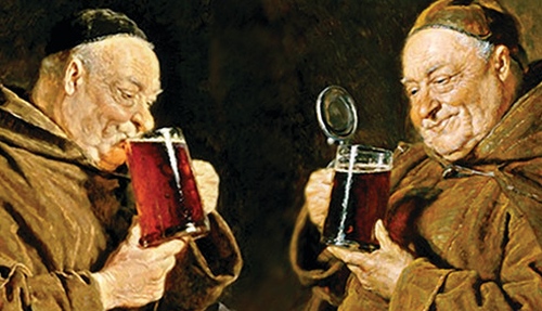 painting of monks drinking beer